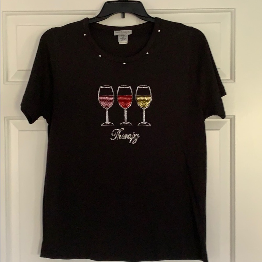 Isaac’s Design Wine Therapy Rhinestone T-shirt